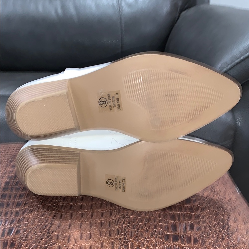 White Sticked Western Ankle Boots Size 8 - Picture 13 of 15